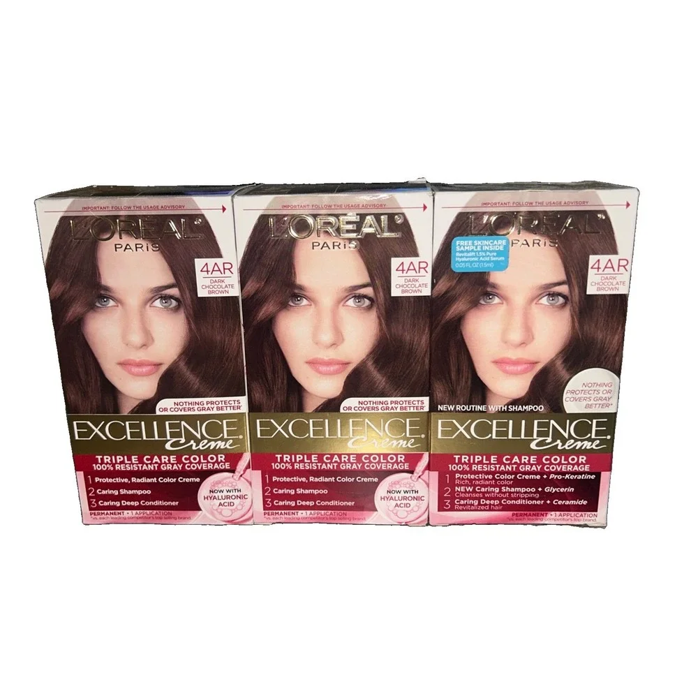 Loreal Paris Excellence Creme Hair Color #4AR DARK CHOCOLATE BROWN - w/ shampoo